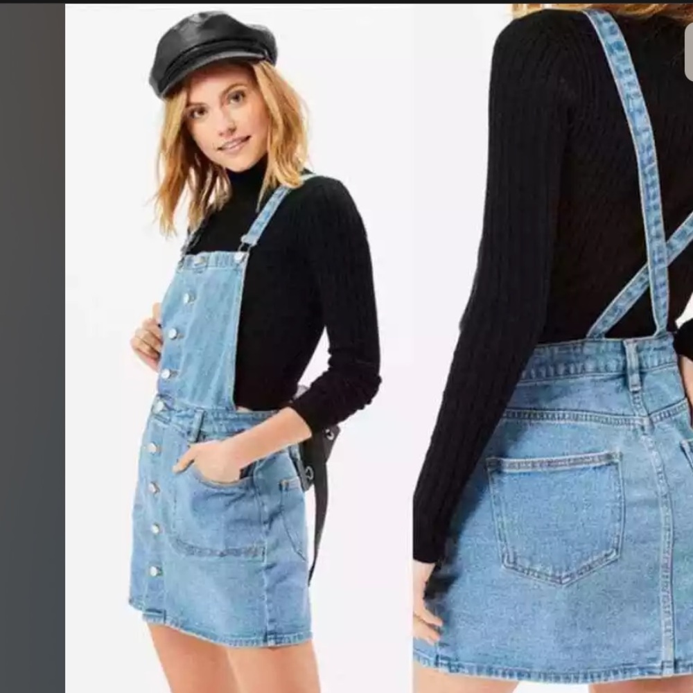 PacSun Denim Button Down Jean Overall Mini Dress L